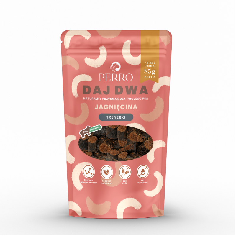 PERRO Daj Dwa Jagnięcina Trenerki 85g – naturalne przysmaki treningowe dla psa
