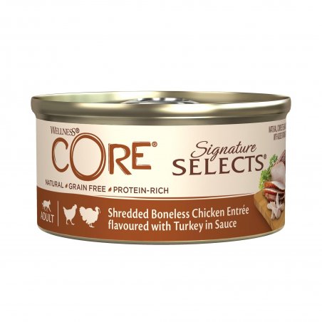 Wellnes Core Signature Selects karma mokra dla kota, kurczak z indykiem w sosie, 79g