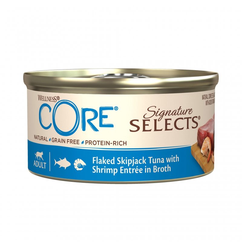 Core Signature Selects Flaked Tuna karma mokra dla kota, tuńczyk i krewetki 79g