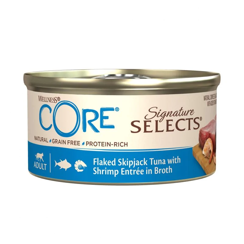 Core Signature Selects Flaked Tuna karma mokra dla kota, tuńczyk i krewetki 79g