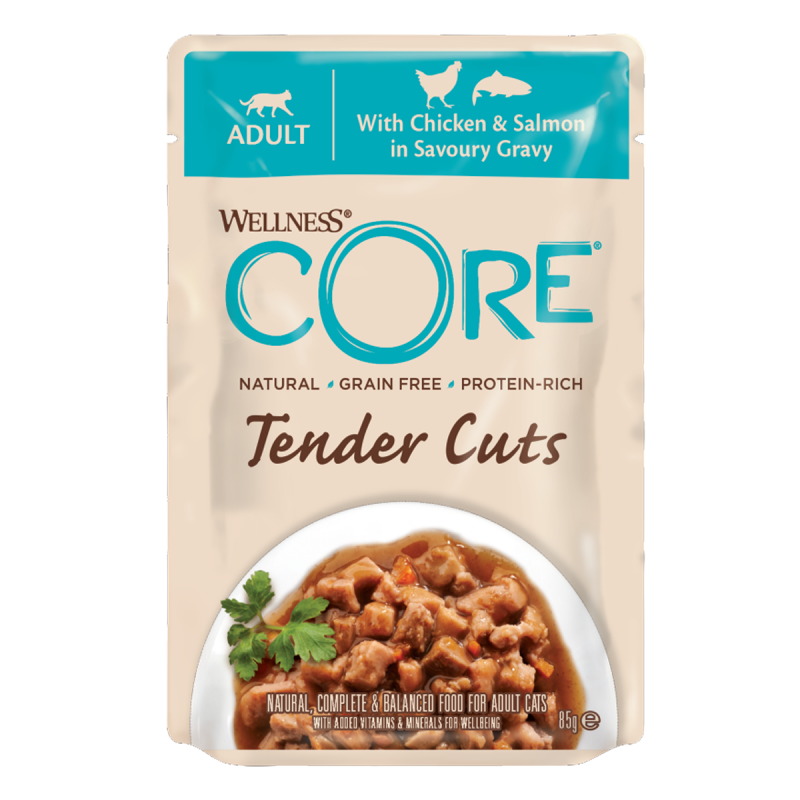 Core Tender Cuts karma mokra dla kota kurczak i łosoś w sosie 85g