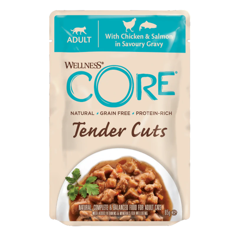 Core Tender Cuts karma mokra dla kota kurczak i łosoś w sosie 85g