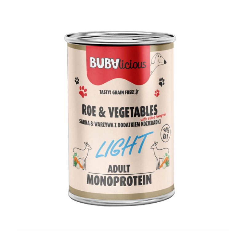 BUBAlicious LIGHT mono karma dla psa 400g SARNA