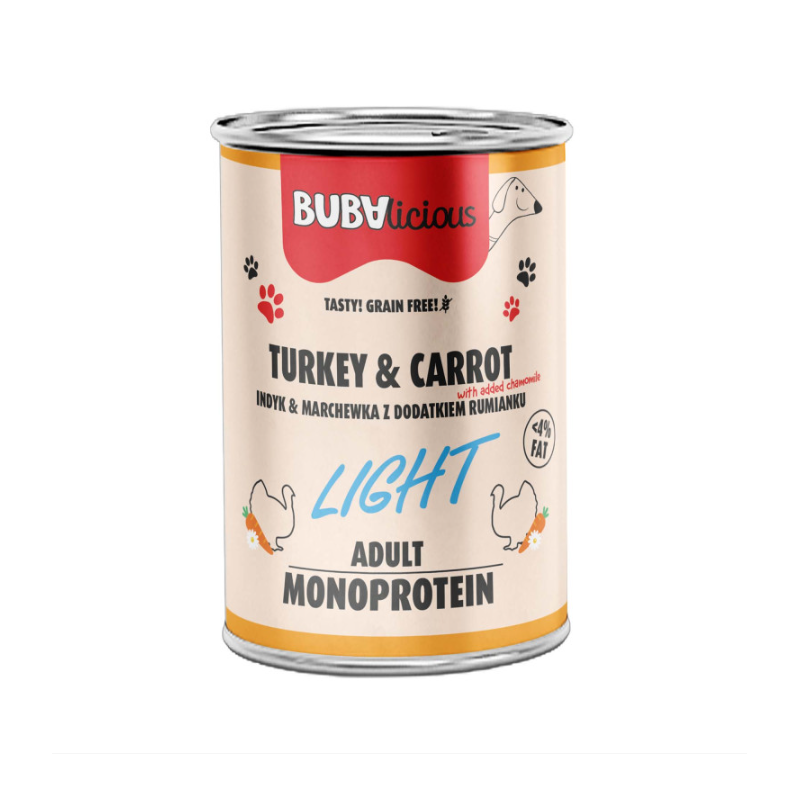 BUBAlicious LIGHT mono karma dla psa 400g INDYK