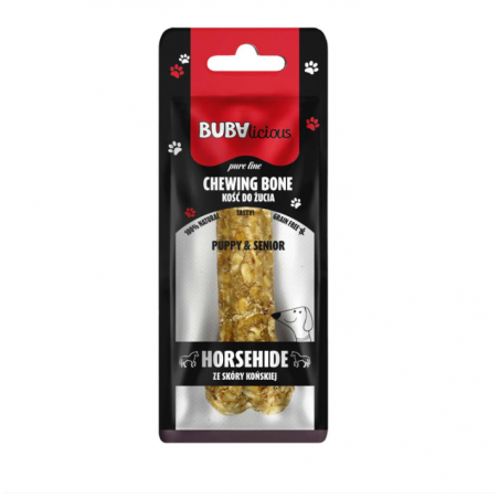 BUBAlicious Pure Line Kość do Żucia Puppy&Senior ze Skóry Końskiej 12 cm