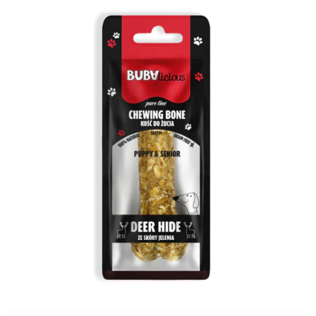 BUBAlicious Pure Line kość do żucia Puppy&Senior ze skóry jelenia 12 cm
