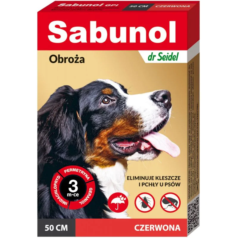 Sabunol Obroża na Pchły i Kleszcze czerwona 50 cm