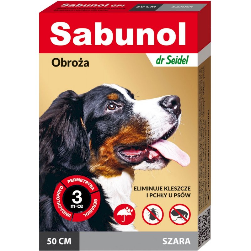 Sabunol Obroża na Pchły i Kleszcze dla psa szara 50 cm