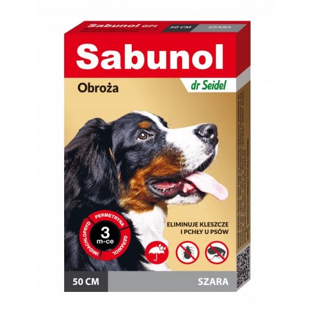 Sabunol obroża przeciw pchłom i kleszczom 50 cm szara