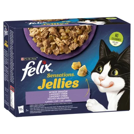 Felix Sensations Jellies Karma Dla Kotów Wybór Smaków W Galaretce 12x85g Indyk Jagnięcina Makrela Śledź