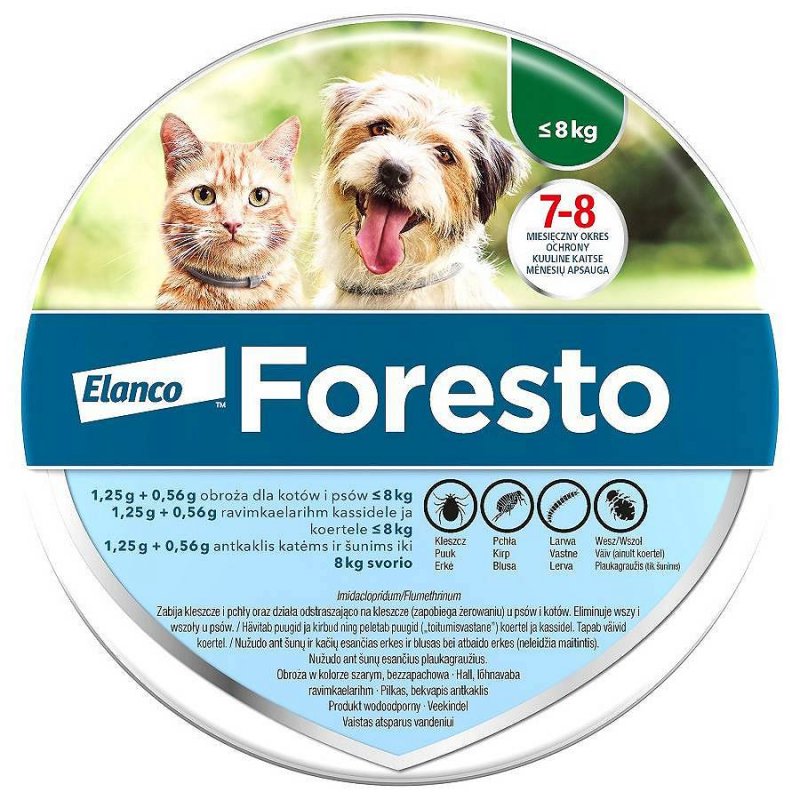Elanco - Foresto - Obroża na Kleszcze i Pchły dla Psa i Kota - poniżej 8 Kilogramów