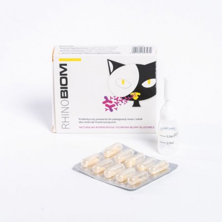 RHINOBIOM 10 kaps. Preparat probiotyczny do pielęgnacji nosa i zatok dla zwierząt towarzyszących-7438
