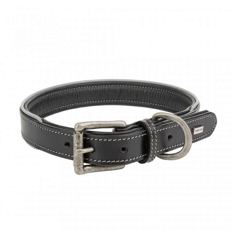 Skórzana obroża dla psa – rozmiar L, czarna, 53 -63 cm x 3 cm