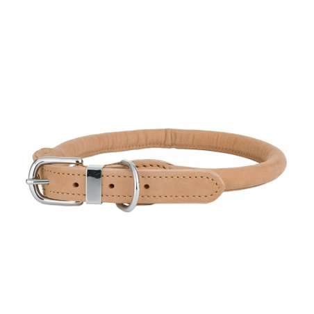 Skórzana obroża dla psa XXL (50–56 cm, 20 mm) – beżowa