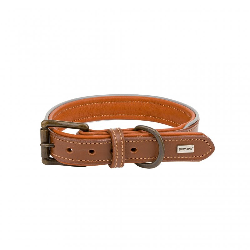 Obroża skórzana, M 41-48 cm/25 mm, ciemny beż