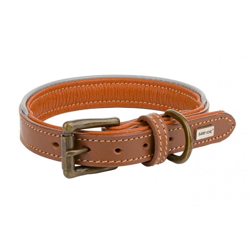 Obroża skórzana, S 33-40 cm/20 mm, ciemny beż