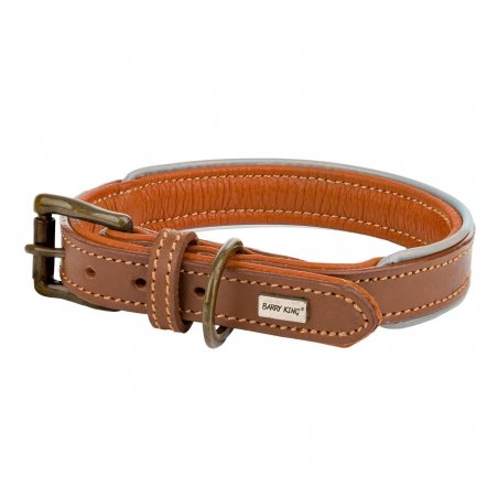 Obroża skórzana, S 33-40 cm/20 mm, ciemny beż-7477