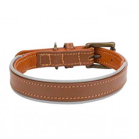 Obroża skórzana, S 33-40 cm/20 mm, ciemny beż-7477
