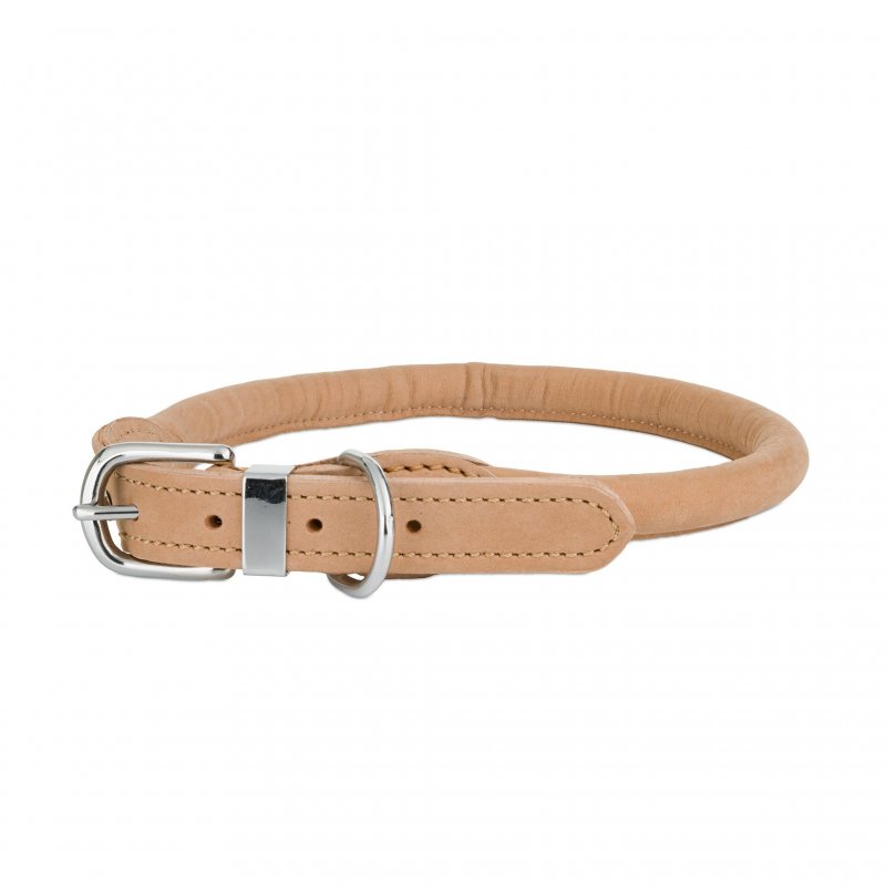 Skórzana obroża dla psa M 38-41 cm/16 mm – beżowa