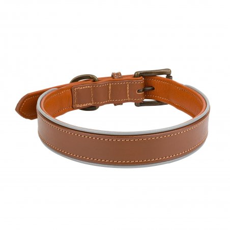 Obroża skórzana, L 53-63 cm/30 mm, ciemny beż-7502