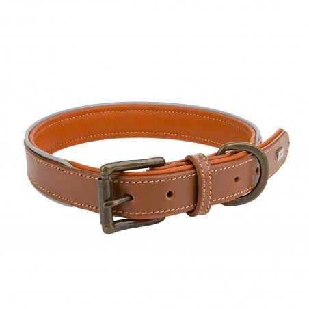 Obroża skórzana, L 53-63 cm/30 mm, ciemny beż