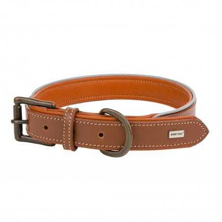 Obroża skórzana, L 53-63 cm/30 mm, ciemny beż-7502