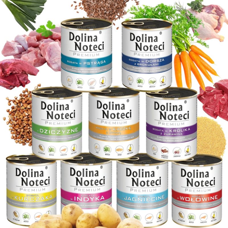 9 x DOLINA NOTECI KARMA MOKRA DLA PSA MIX 9 SMAKÓW