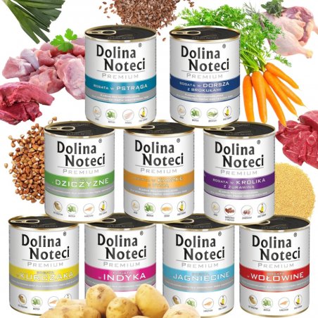 9 x DOLINA NOTECI KARMA MOKRA DLA PSA MIX 9 SMAKÓW