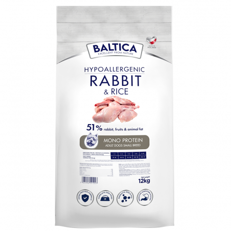 BALTICA HYPOALLERGENIC RABBIT & RICE 12 KG XS/S KARMA SUCHA Z KRÓLIKIEM DLA PSÓW MAŁYCH RAS