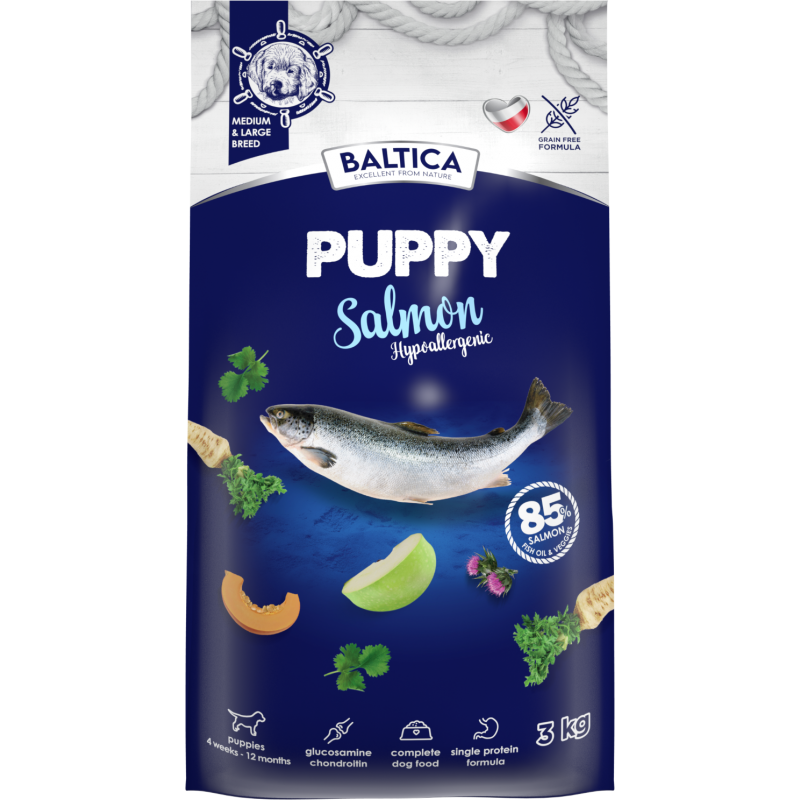 Baltica Puppy Salmon Hypoallergenic dla szczeniąt ras średnich i dużych 3 kg