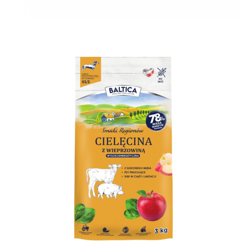 BALTICA ADULT CIELĘCINA Z WIEPRZOWINĄ XS/S 3KG