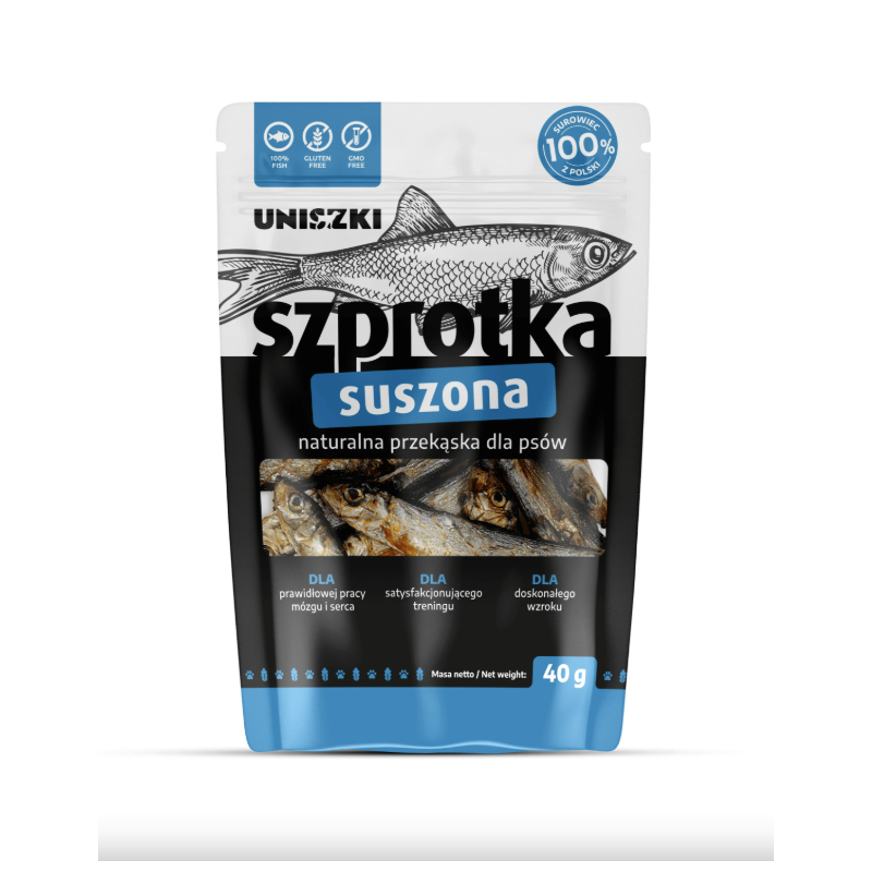 Uniszki Szprotka Suszona 40 g – Naturalny Przysmak dla Psa