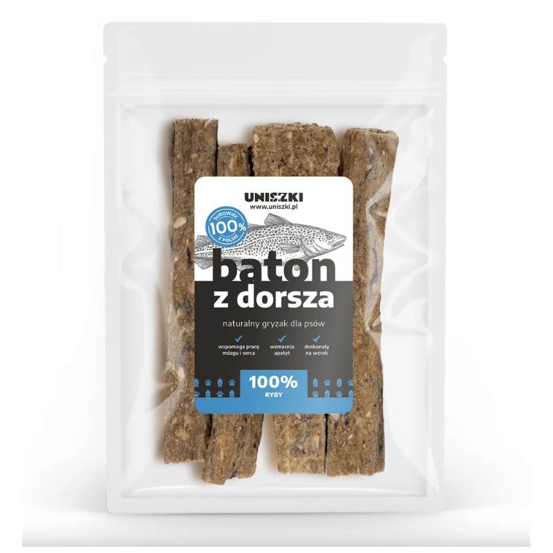 Uniszki Baton z Dorsza 40 g – Zdrowy Przysmak z Ryby dla Psów