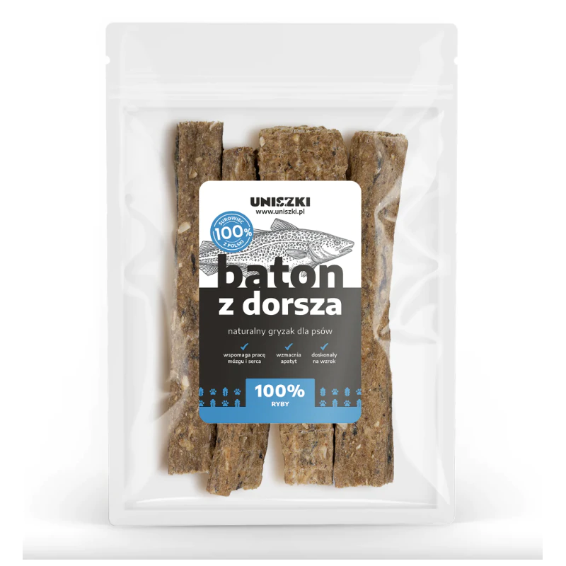 Uniszki Baton z Dorsza 40 g – Zdrowy Przysmak z Ryby dla Psów