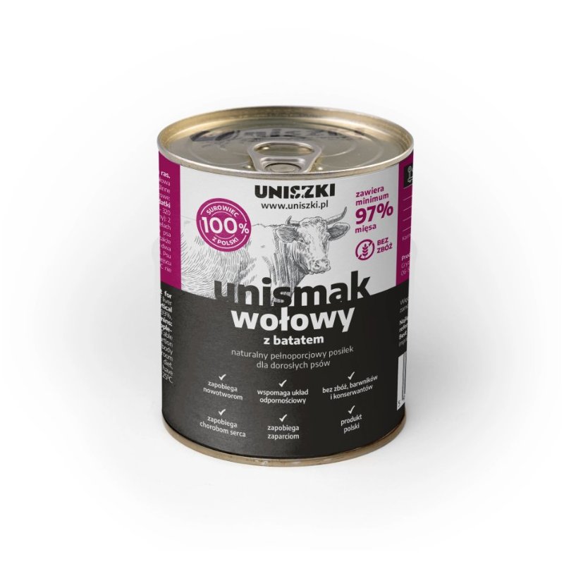 UNIsmak Wołowina z Batatem 800g – Karma mokra dla psów