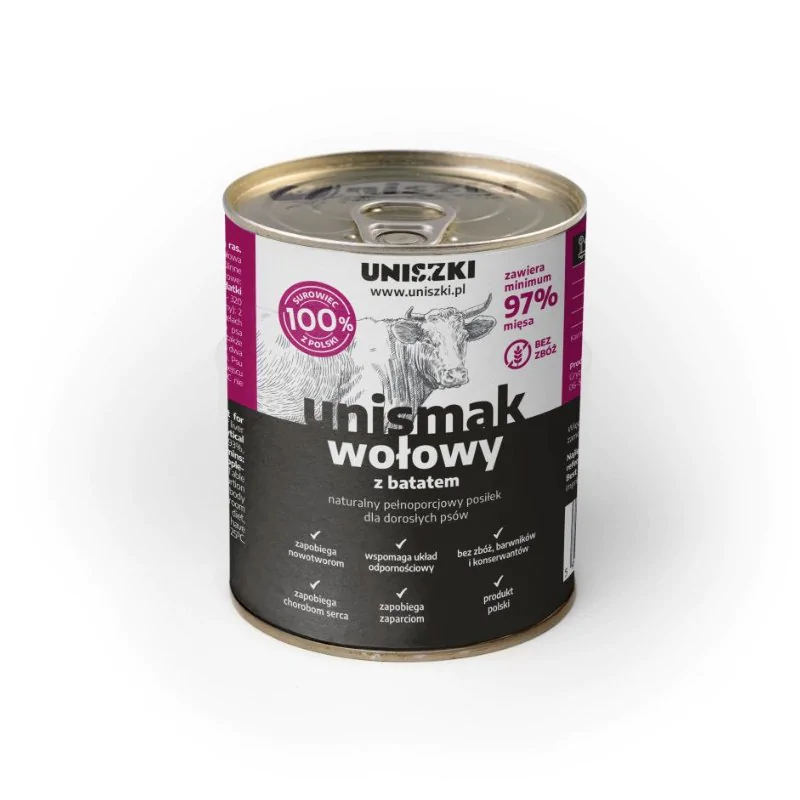 UNIsmak Wołowina z Batatem 800g – Karma mokra dla psów