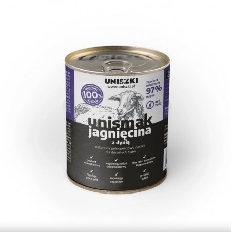 UNIsmak Jagnięcina z Dynią 800g – Naturalna Pełnoporcjowa Karma mokra dla Psów
