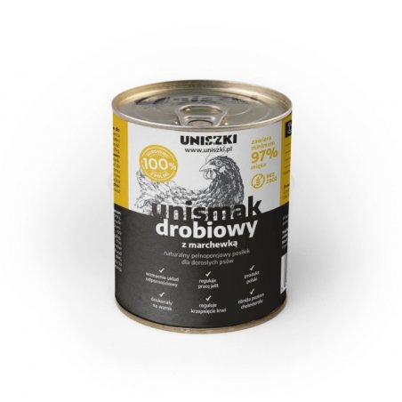 UNIsmak Drób z Marchewką 800g– Naturalna Pełnoporcjowa Karma mokra dla Psów
