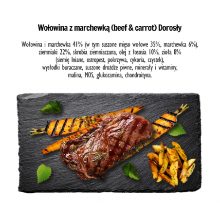 PAKA ZWIERZAKA KARMA SUCHA PIES WOŁOWINA Z MARCHEWKĄ M 1,5KG-7934