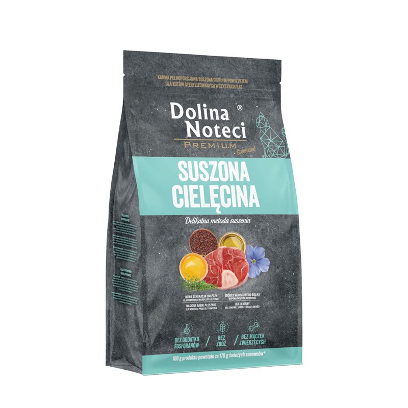 Dolina Noteci Premium Suszona Cielęcina dla kotów sterylizowanych 2 kg