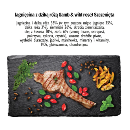 PAKA ZWIERZAKA KARMA SUCHA PUPPY JAGNIĘCINA Z DZIKĄ RÓŻĄ L 9 KG-7949