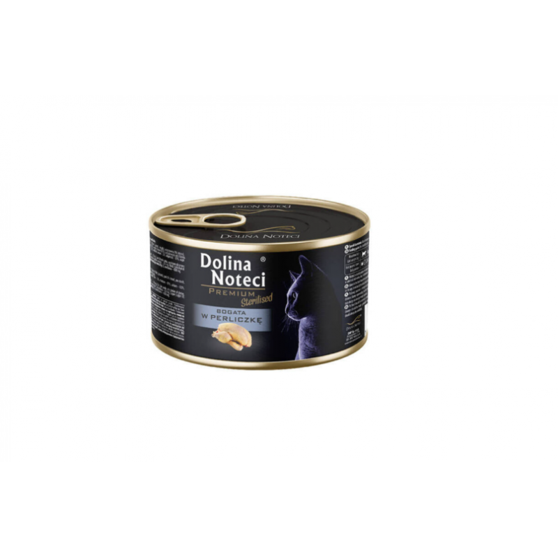 Mokra karma dla kota po sterylizacji bogata w perliczkę Dolina Noteci Premium 185 g