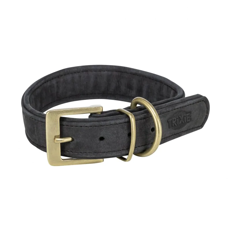 Elegancka skórzana obroża dla psa TRIXIE Czarna M–L: 39–46 cm/35 mm