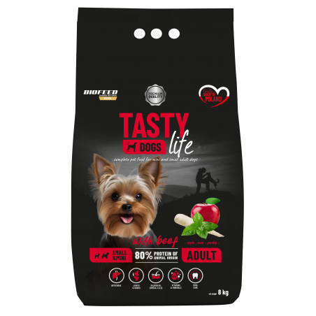 Karma dla psów Tasty Dogs Life z wołowiną 8 kg miniaturowe i małe rasy