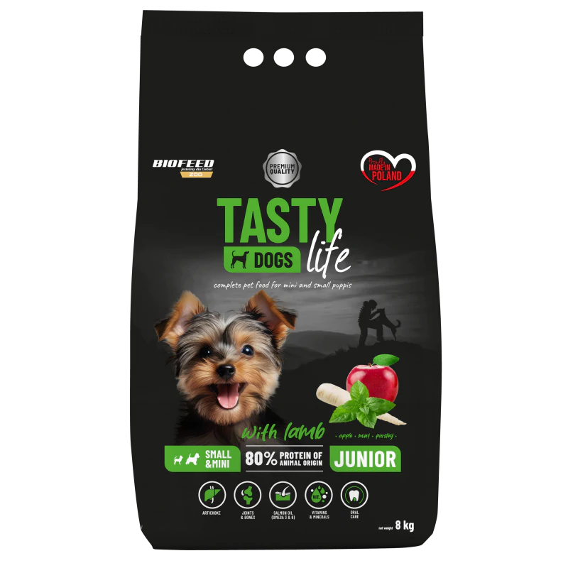 Tasty Dogs Life z jagnięciną 8 kg – karma sucha dla szczeniąt mini i małych ras