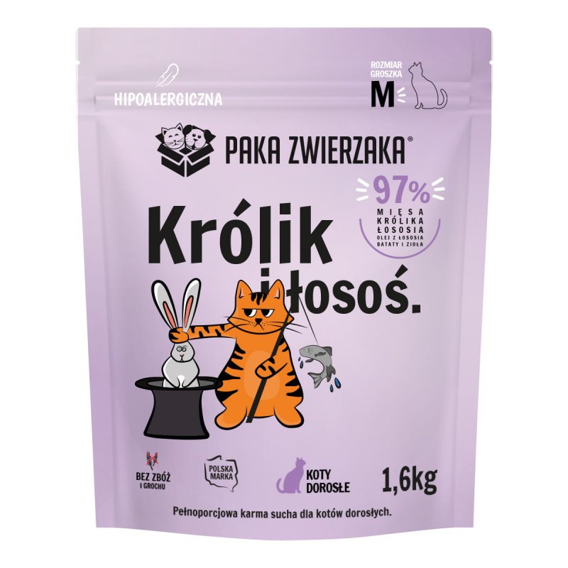 Paka Zwierzaka Królik z łososiem dla kota 1,5 kg