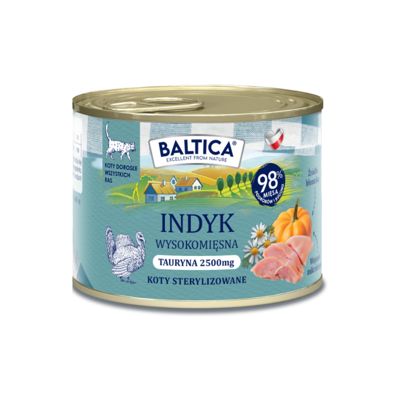 Baltica mokra karma dla kota Indyk 185 g