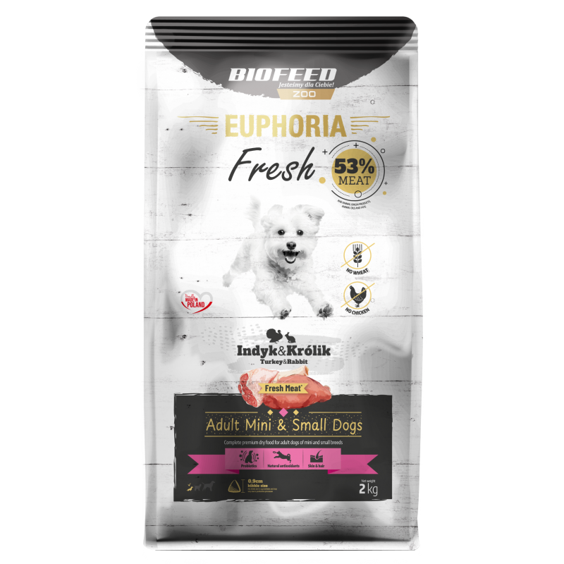 EUPHORIA Fresh z indykiem i królikiem XS/S 2 kg