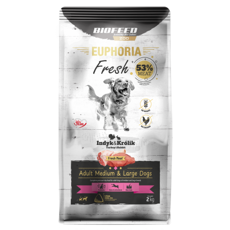 EUPHORIA Fresh z indykiem i królikiem M/L 2 kg-9193