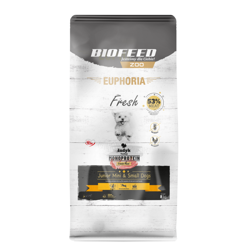 EUPHORIA Fresh Indyk Monoprotein Junior XS/S 8 kg